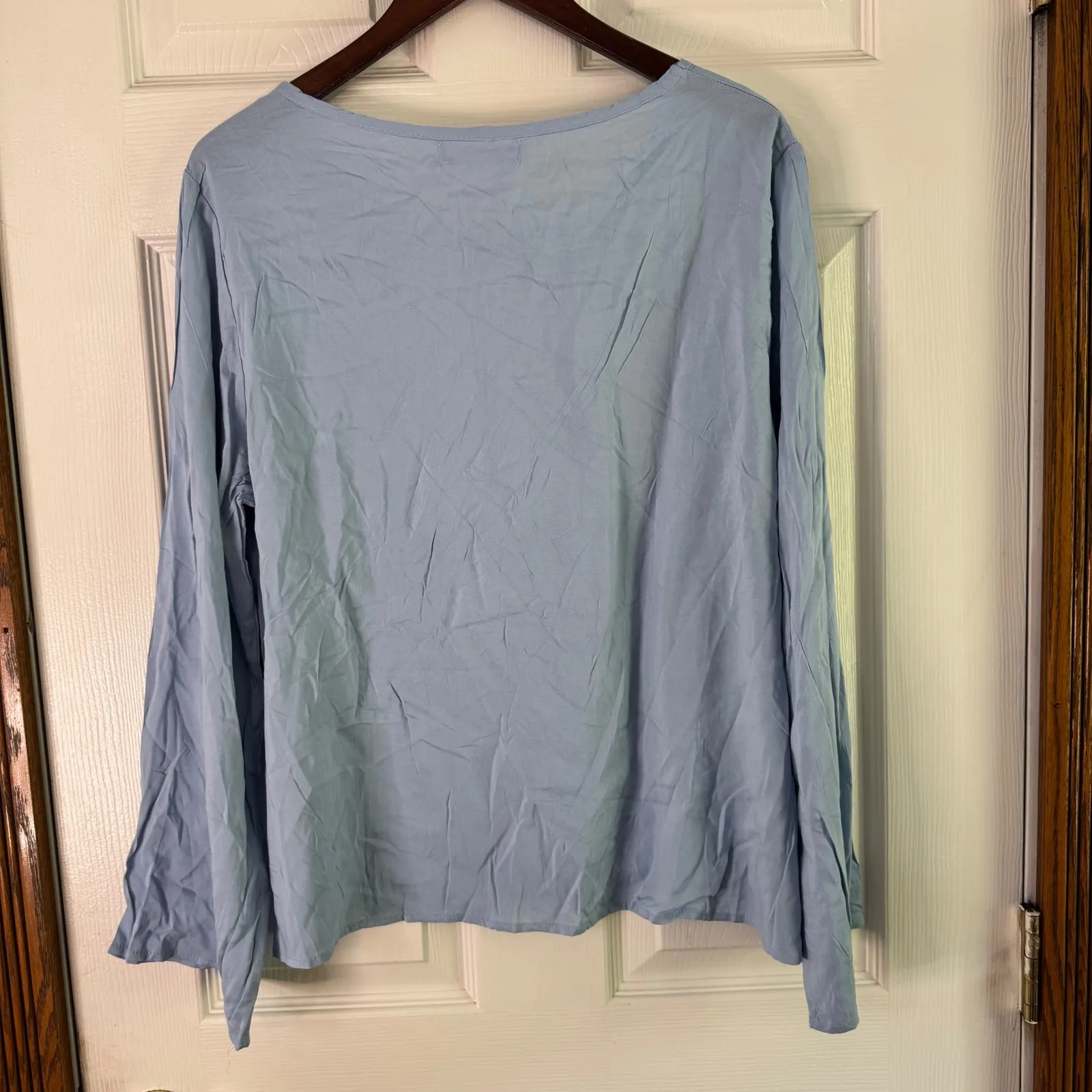 Floral Wide Leg Pants Elastic Waist Drawstring Comfy Loungewear Set 2 pc Size M Blue Size L - Image 6