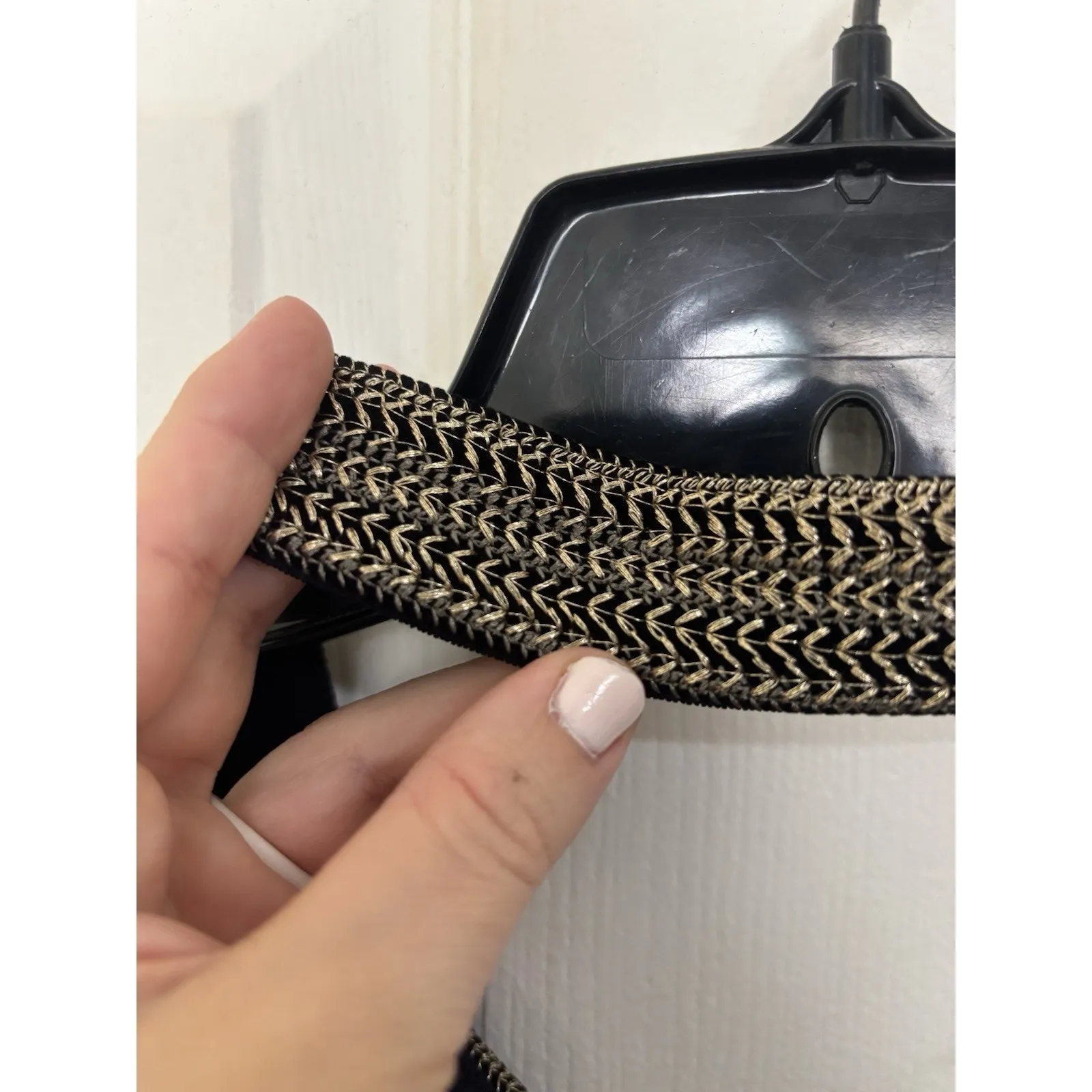 Chicos Travelers Navy Blue Gold Embroidered Midi Dress Sz 3 XL Slinky Stretch - Image 4