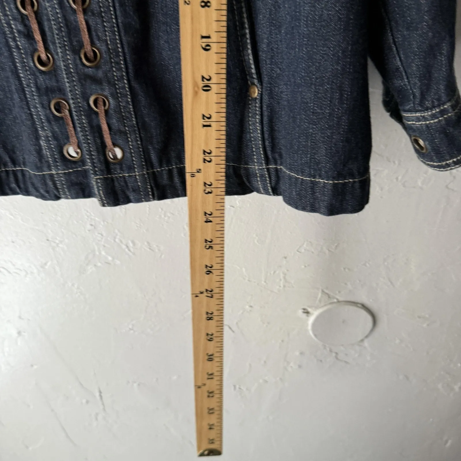 New Direction Jacket Y2k Large Blue Denim Lace Up Grommet‎ Moto Western Boho - Image 6
