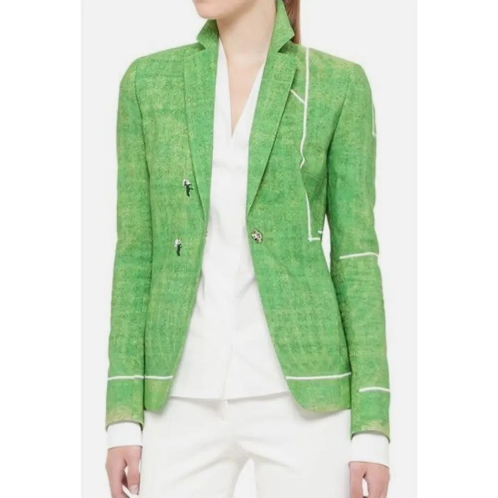 Akris Punto Soccer Field Print Single Breasted Blazer Women's Sz. 8 - Image 2