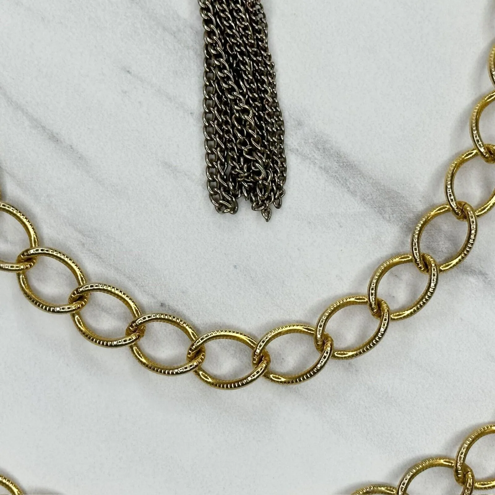 Y2K Gold Tone Chain Link Belt Tassel Charm Extra Small/Small (XS/S) ✨ - Image 7