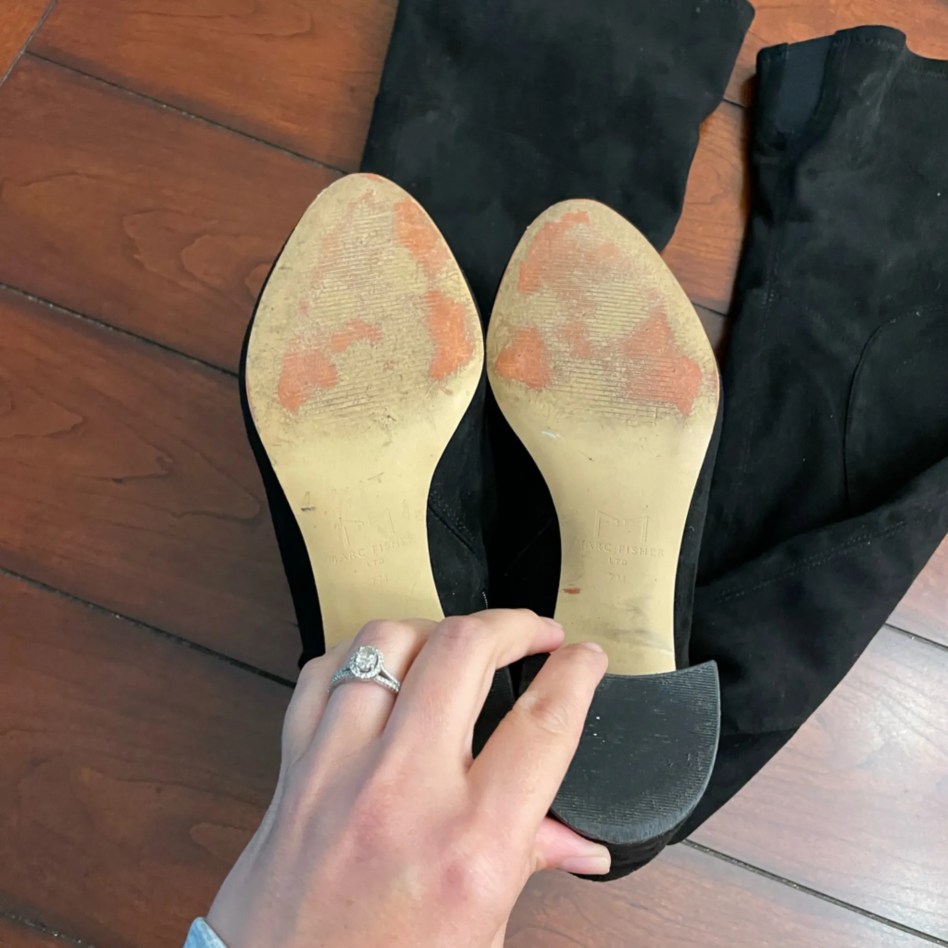 Marc Fisher Knee High Suede Heeled Boots‎ - Image 5