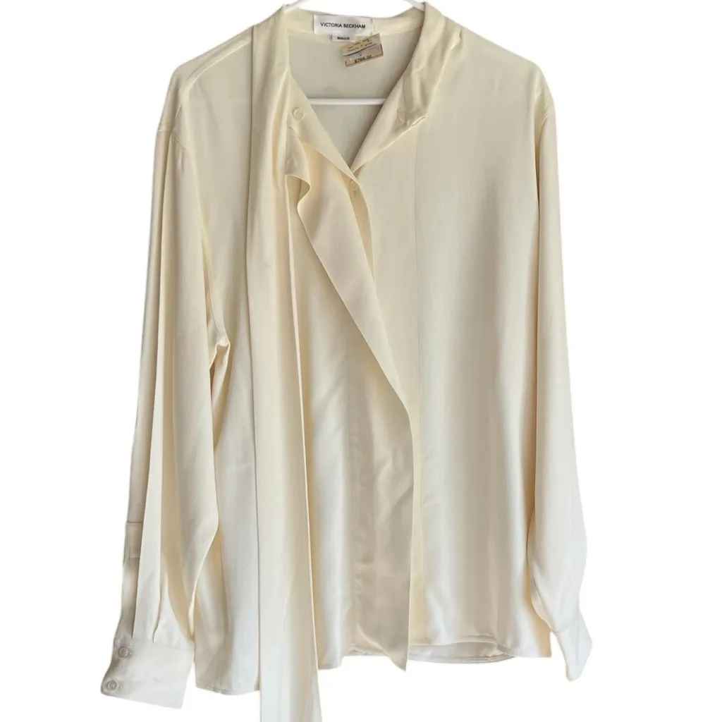 Victoria Beckham Long Sleeve Women’s Blouse in Cream Size 8 NWT - Image 6