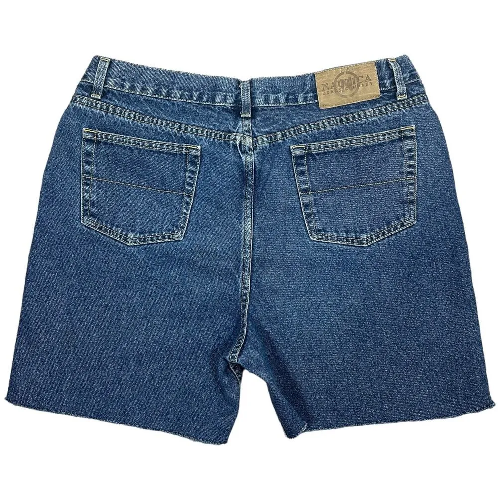 Vintage 90s Grunge Jean Shorts Women's Plus Size 16 Cutoffs Cotton Denim Nautica - Image 2