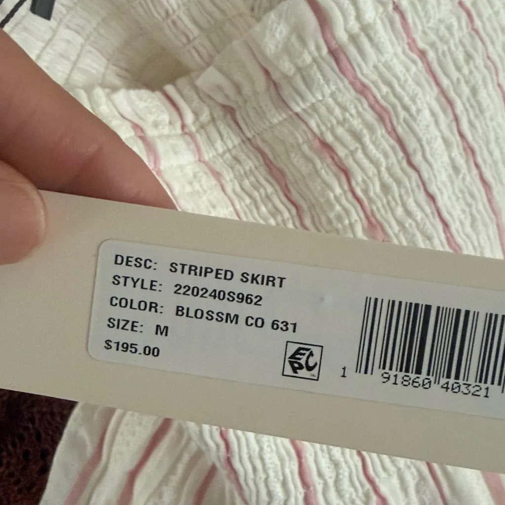 Rebecca Taylor x La vie Pink and White A-Line Skirt Medium Tiered Smocked Mini - Image 5