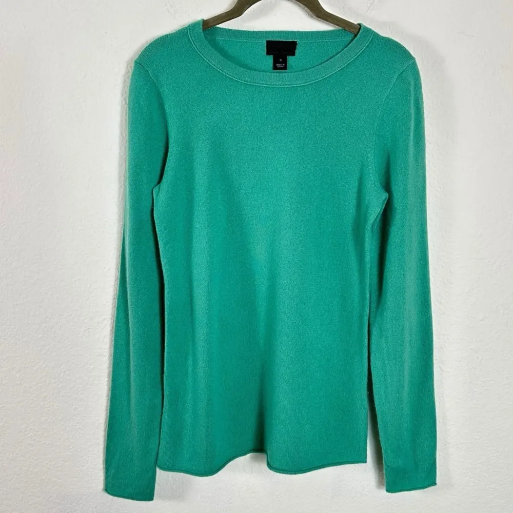 J.Crew Collection Italian Cashmere Long Sleeve T-Shirt Sweater Small Emerald - Image 5