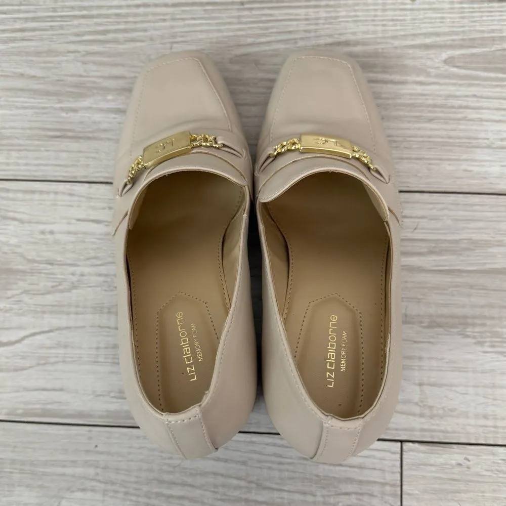 NEW LIZ CLAIBORNE Comfort Classic Size 7.5 Cream Gold Buckle Mary Jane Shoes - Image 3