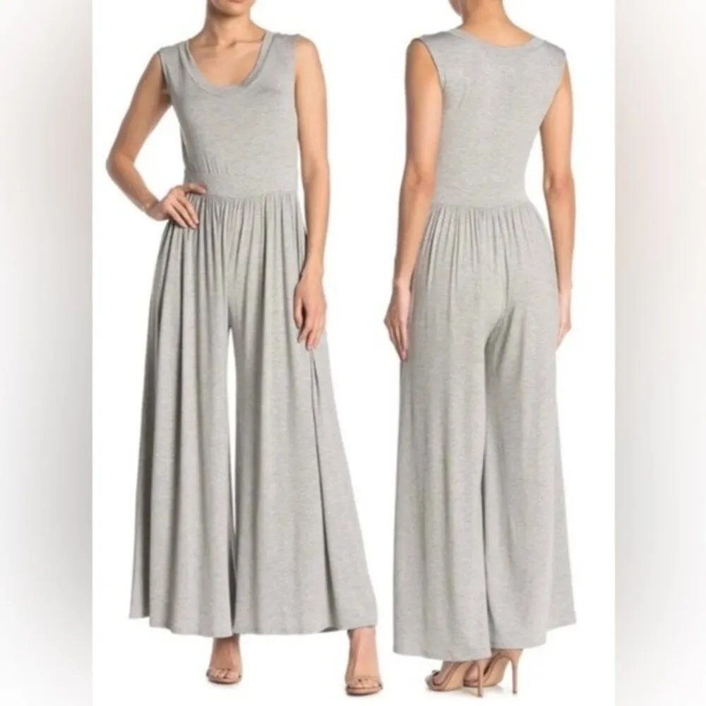 West Kei Nordstrom NWT Grey Sleeveless Wide Leg Stretchy Flattering Jumpsuit M - Image 2