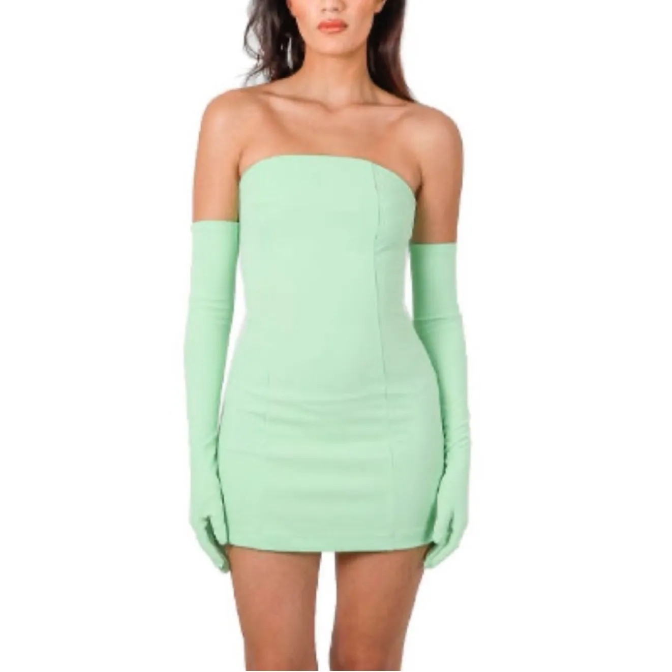 New!‎ Miscreants London Cupid Mini Dress Opera Gloves in Mint Green Small $400 - Image 2