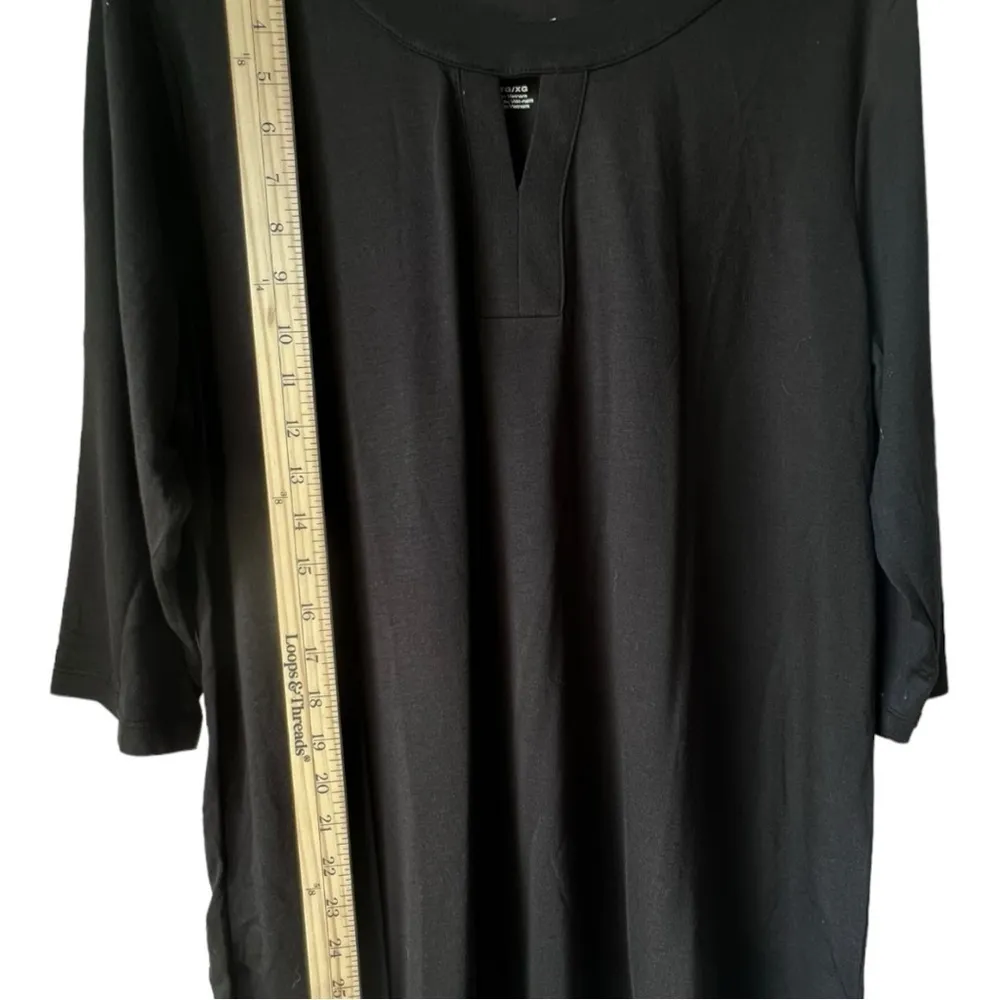 Women's Hanes Keyhole neckTunic casual  black 3/4 sleeve soft fabric size XL - Image 6