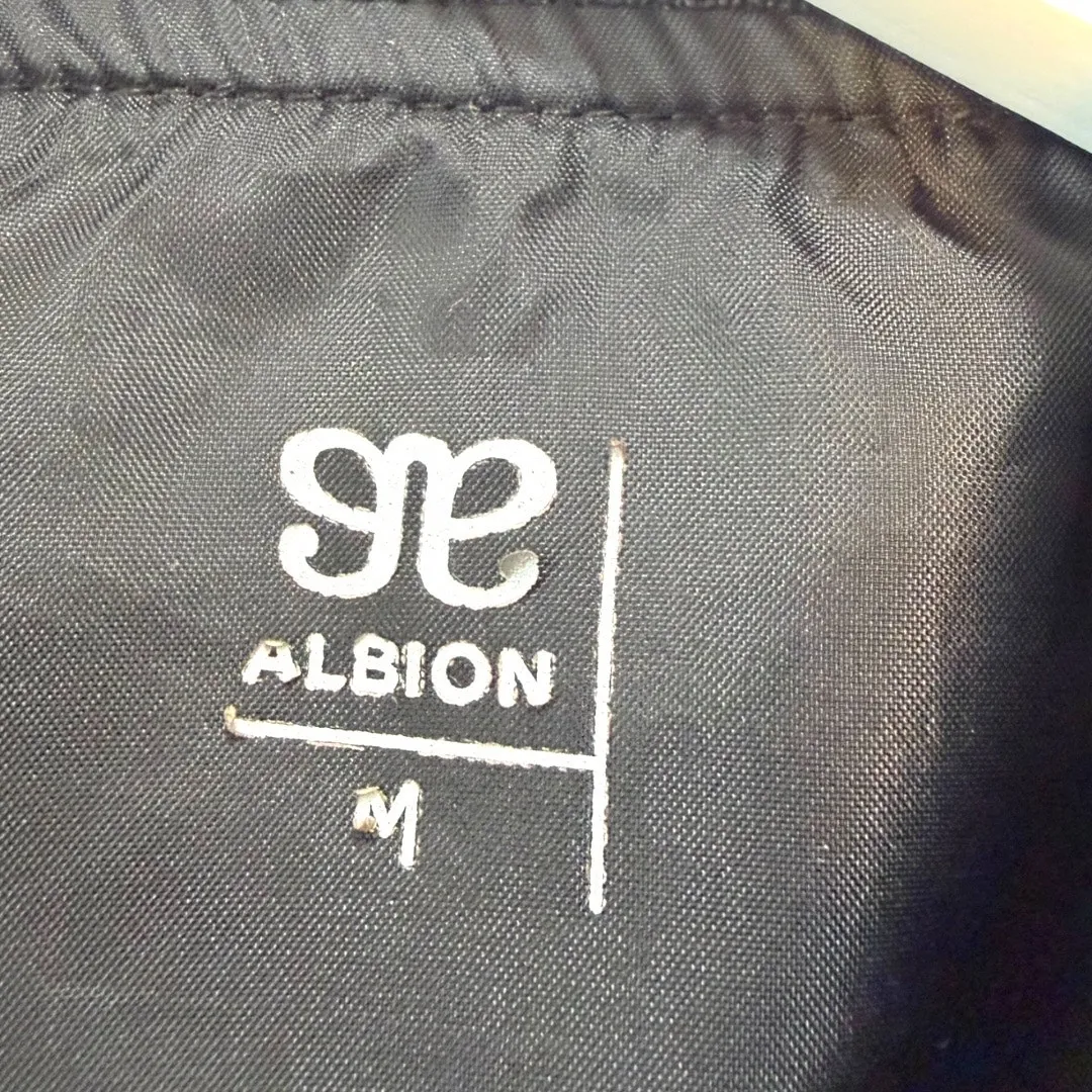 Albion Windowpane Print Bomber Jacket Black Lightweight Full Zip Front Size Med - Image 2