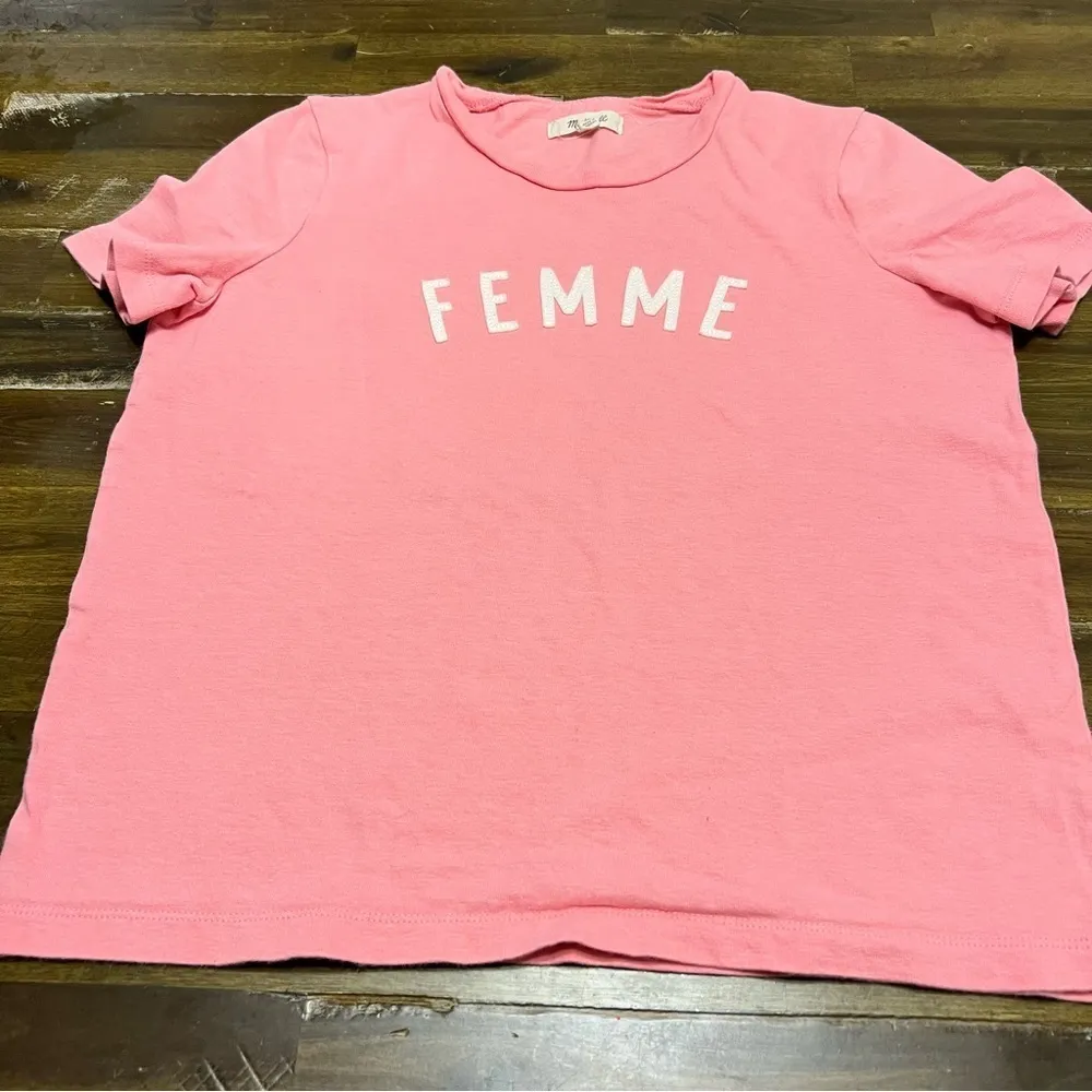 Madewell Pink Boxy Oversized Tee Shirt Femme Cotton T-Shirt XS - Image 2