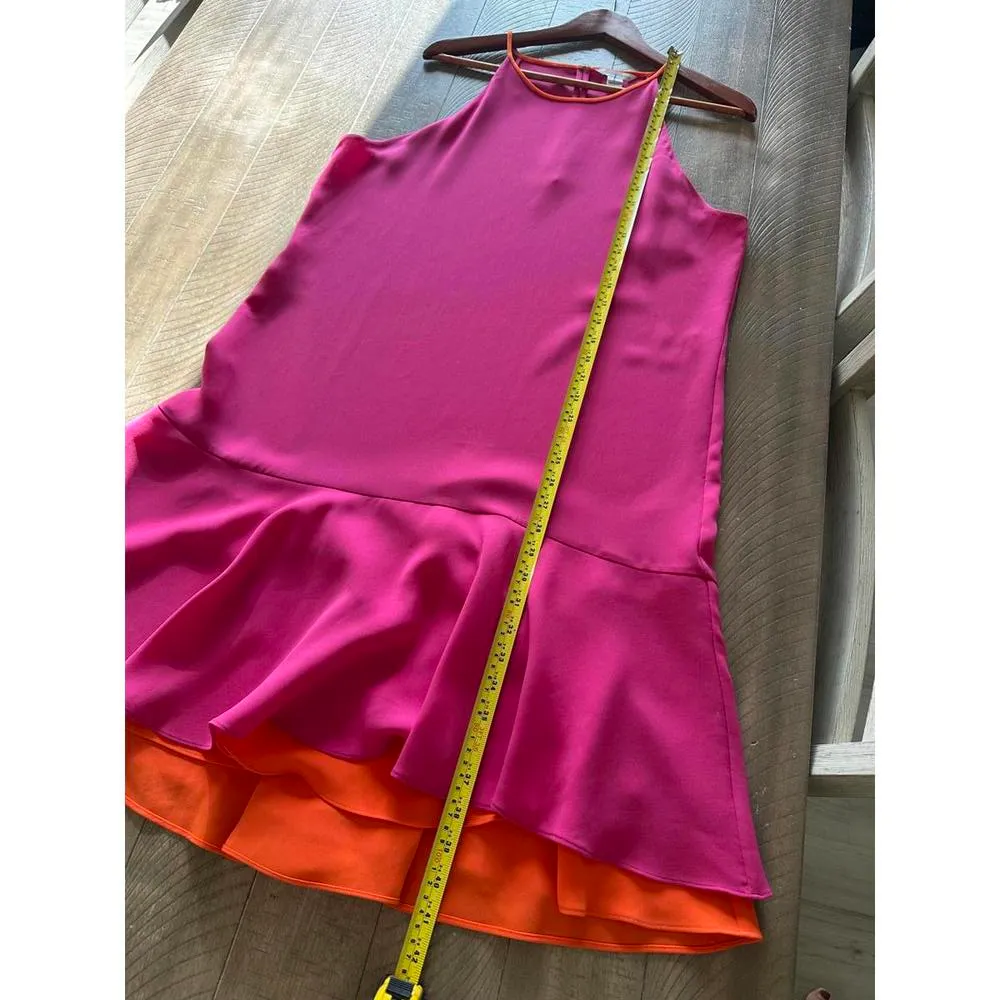 Diane Von Furstenburg DVF Kera Combo Halter Dress Vivid Pink/Orange Women sz 14​ - Image 11