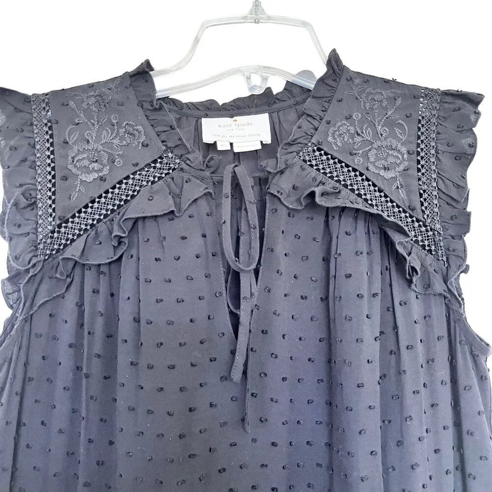 Kate Spade Broome Street Swiss Dot Sleeveless Black Dress Size XS - Image 8