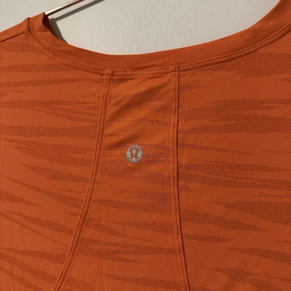 EUC Lululemon Muscle Love Long Sleeve Shirt *Tiger Mesh Cropped Orange 6 - Image 7