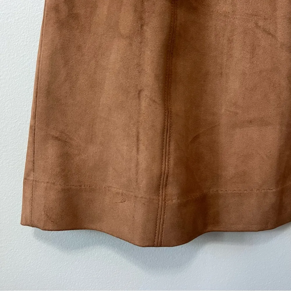 Babaton Aritzia Dark Camel Brown Faux Suede Mini Skirt Size 6 - Image 5