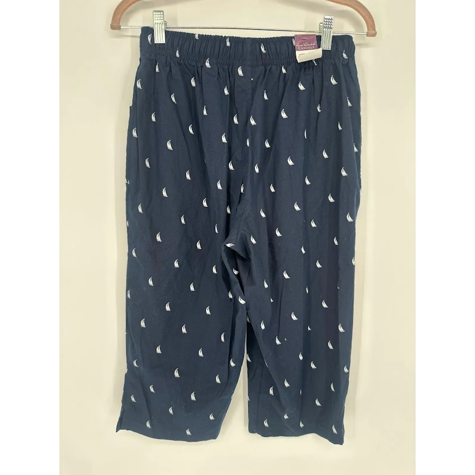 Gloria Vanderbilt Casuals Womens Blue Nautical Coastal Capri Pants Petite Medium - Image 3