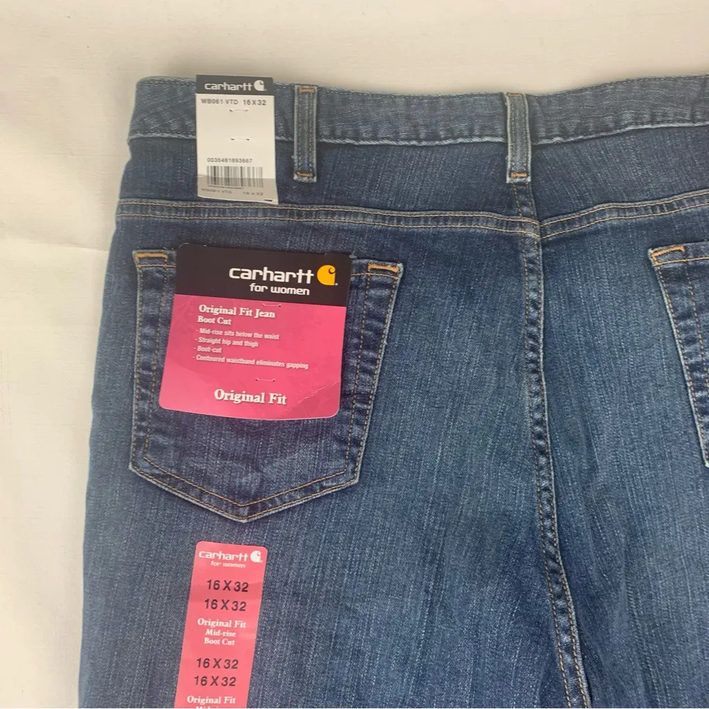 Carhartt Women's 16 x 31 new original fit Indigo Boot Cut Jeans - Image 7