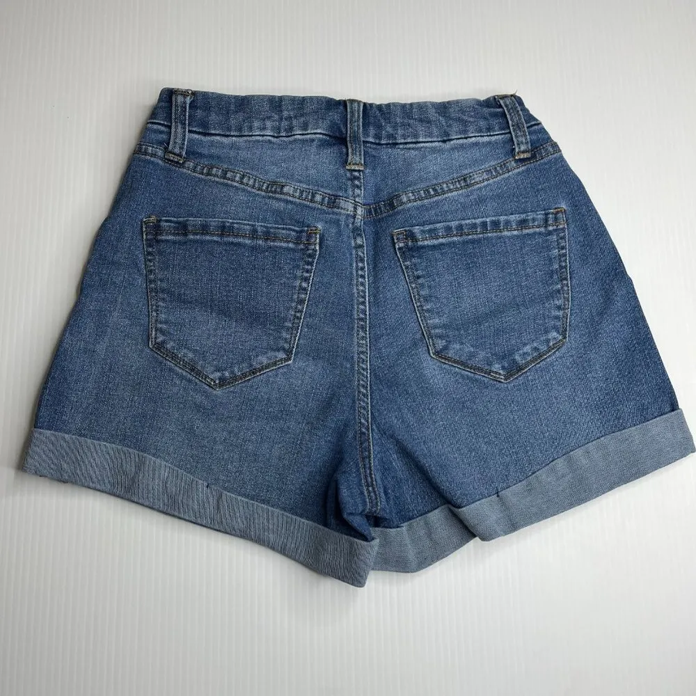 No Boundaries Boundaries Juniors Denim Shorts Stretch Cuffed Sz 5 - Image 3