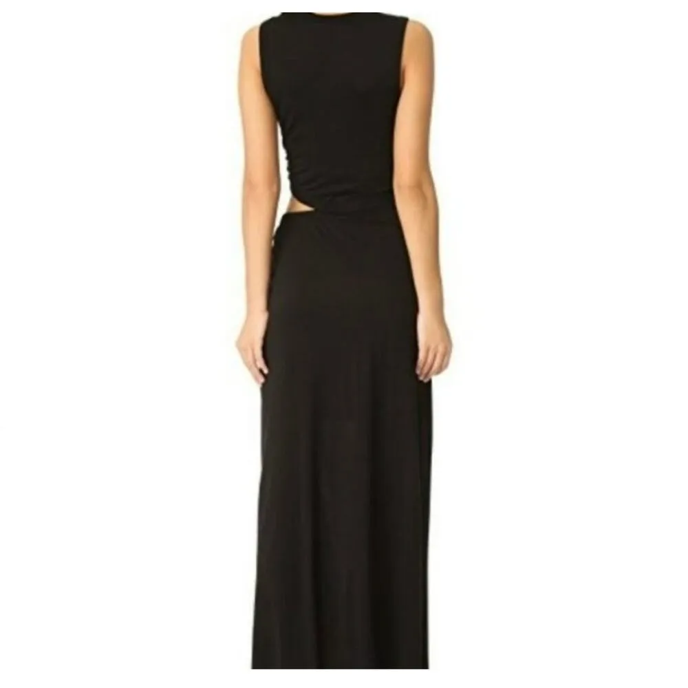 A.L.C. Jaxon Black Side Cut Out Maxi Dress Large Bodycon Sleeveless Sexy - Image 2