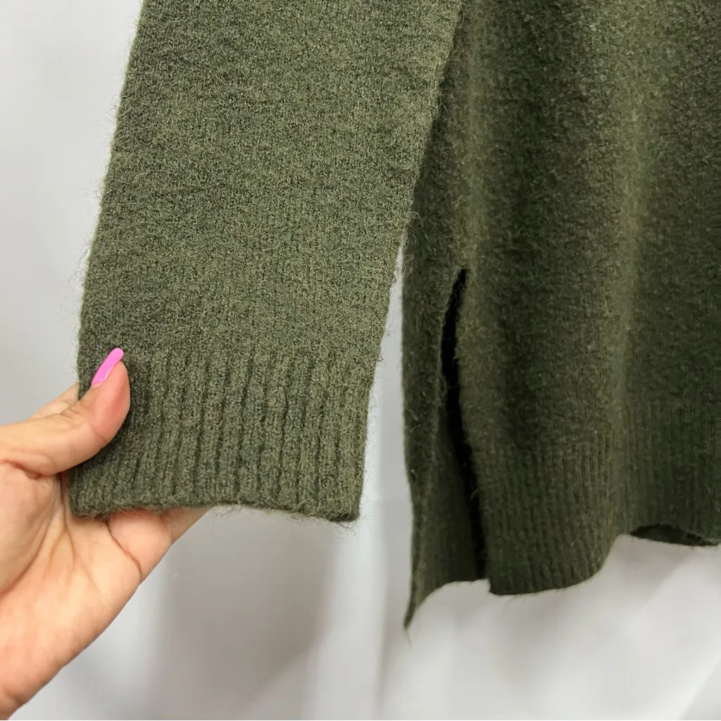 Adrienne Vittadini L Forest Green pullover zipper Cowl Neck Sweater - Image 8