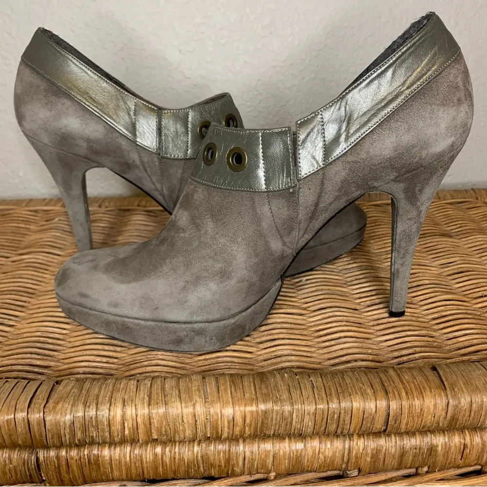 Stuart Weitzman Suede Colorblock Pattern Pumps Ankle Booties Grommets Size 10 - Image 3