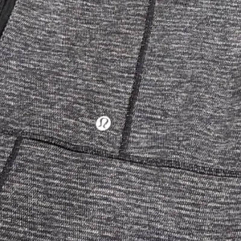 lululemon Stride Jacket 2 Heathered Gray Hooded Two-Way Zip Fitted Jacket 6-8 - Image 4