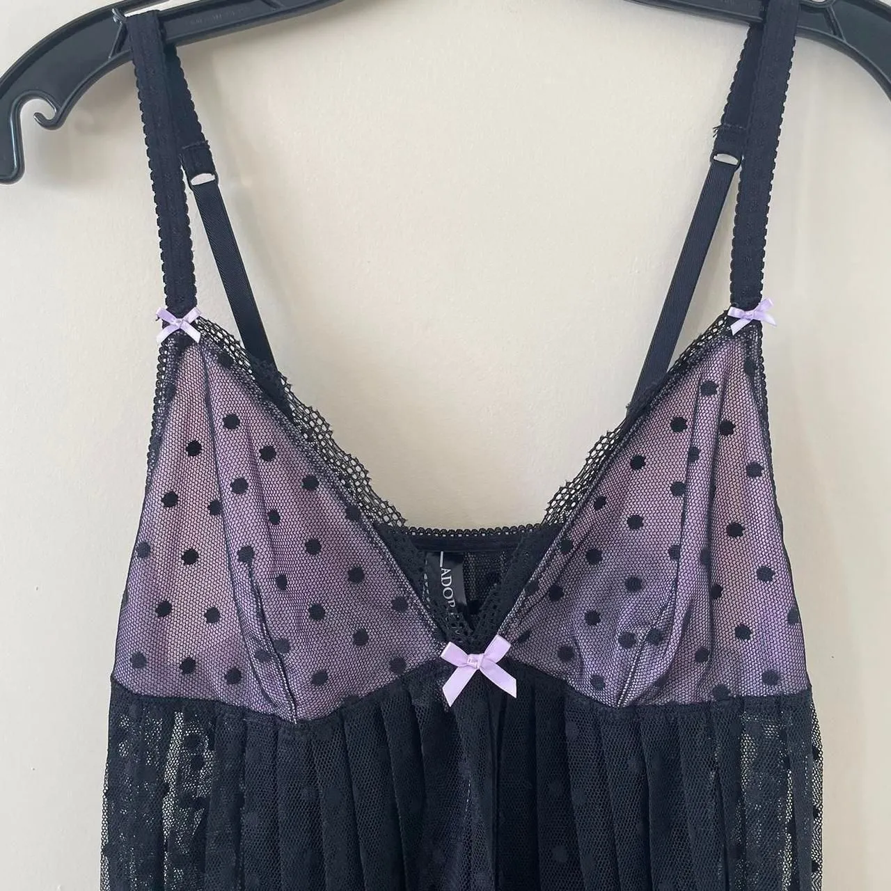 Adore Me Black Polka dot Mesh Babydoll Slip Lingerie - Image 3