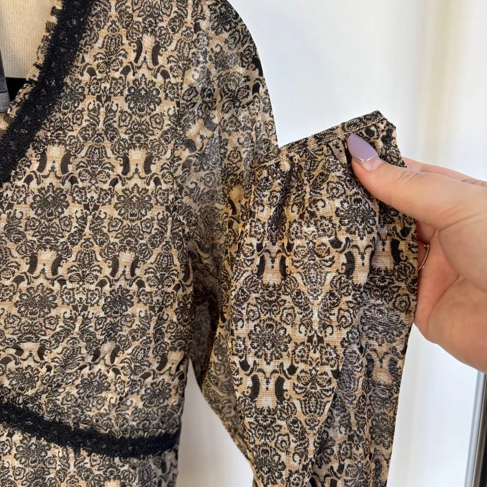 Y2K Babydoll Witchy Dark Romantic Fairy Goth Stretchy Date Night Top Small - Image 5