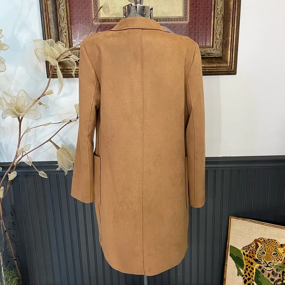 Magaschoni Faux Suede Leather 3 Button Patch Pocket Blazer Style Coat~Size S 💛🍄 - Image 3