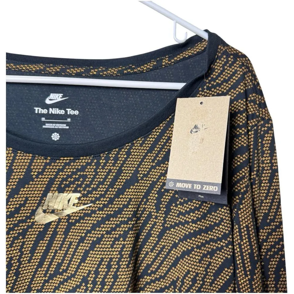 Nike Women's Gold Foil & Black Long Sleeve Crewneck  Athletic Sporty Top Sz 3X - Image 7
