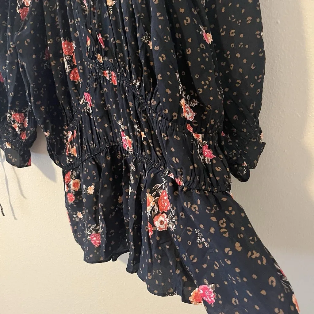 Women’s‎ Blouse Dark Floral Cottage Vamp Whimsigoth Animal Boho 16 Large Peplum - Image 4