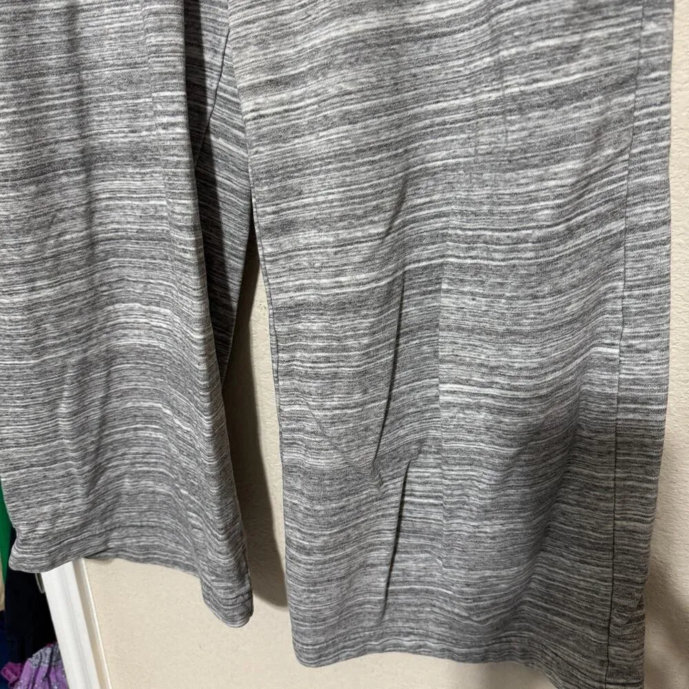 Adidas Sweatpants Women's Medium Cropped Lounge Wide Leg Yoga Gray Spacedye - Image 3
