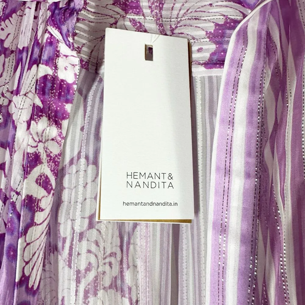 HEMANT & NANDITA Multi-Print Sequin Wrap Midi Dress Size Large - Image 8