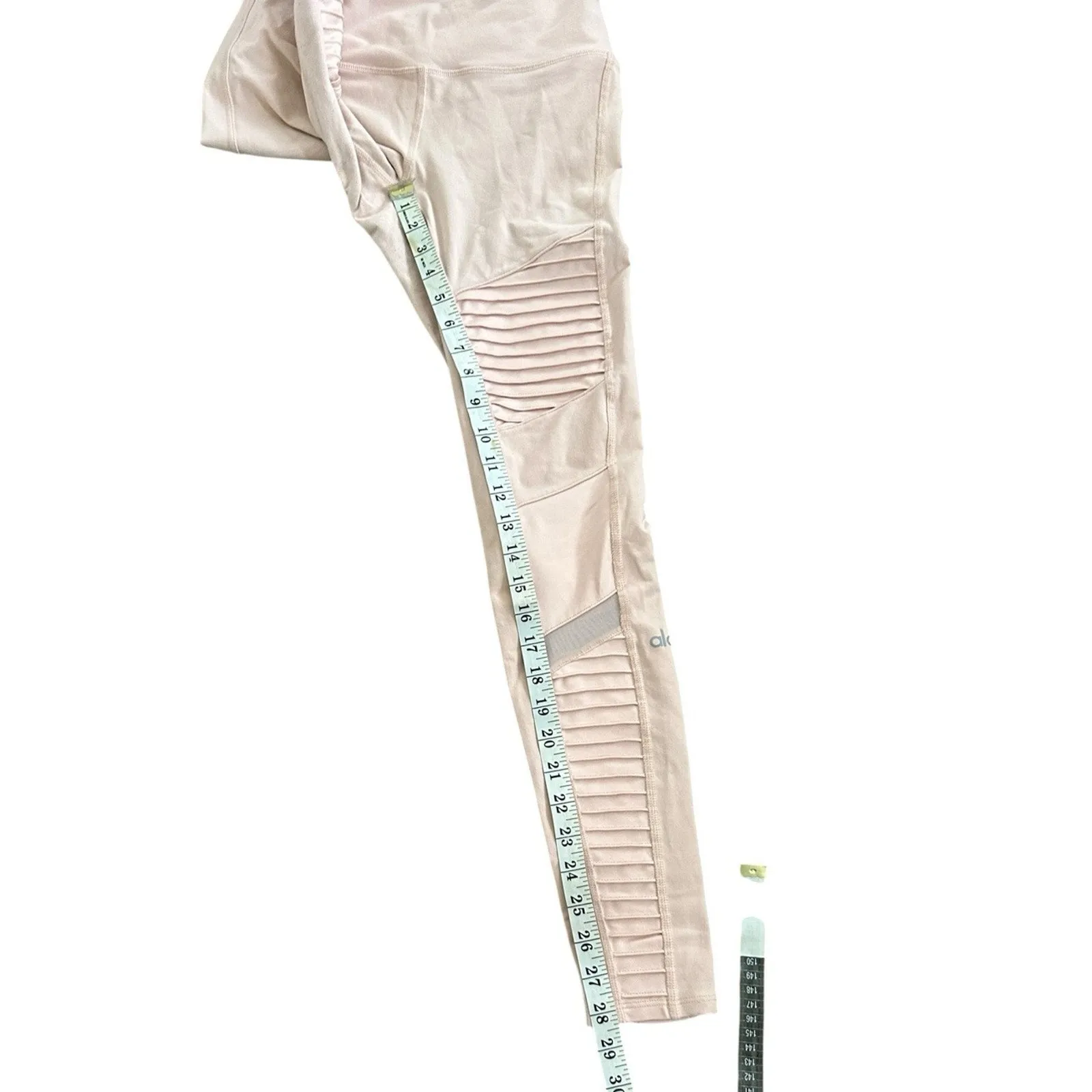Alo Yoga Moto Legging Women Ballet Pink Mesh Panels High Waisted Size Small - Image 7