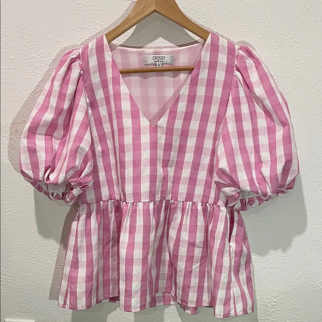 Crosby by Mollie Burch Jackie Top, Pink Gingham Medium - Image 2