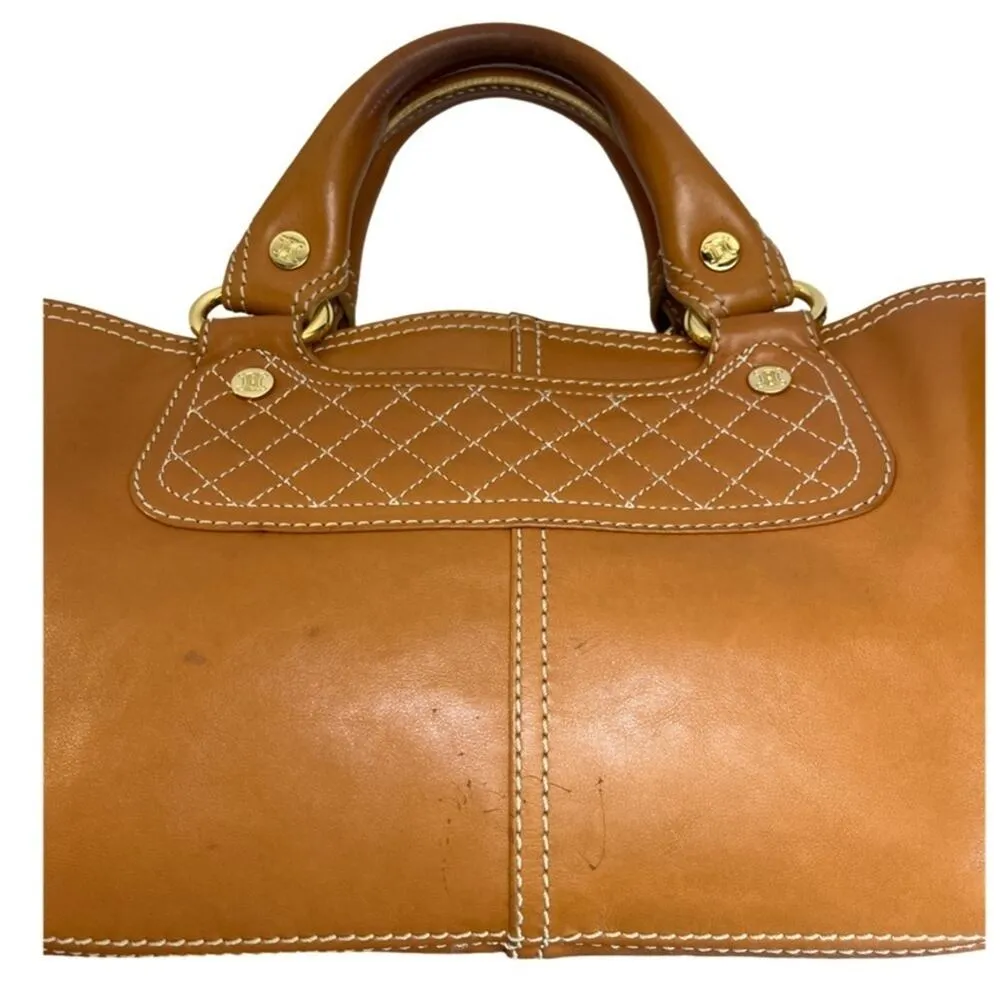 CELINE Boogie Bag Quilted Leather Satchel Caramel Gold Hardware CE00/15 Italy - Image 7