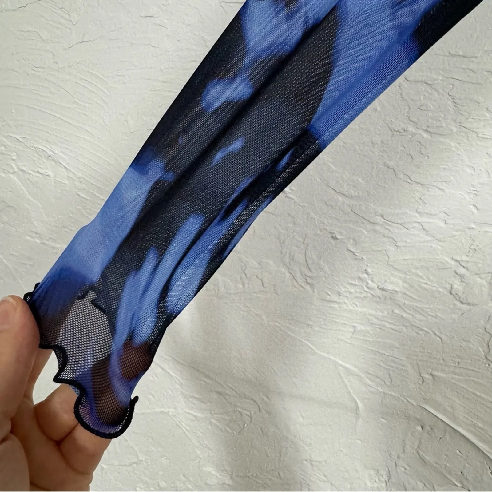 Nasty Gal Blue Black Sheer Y2K Bodycon Mini Dress Womens 6 Baddie Butterfly Goth - Image 12