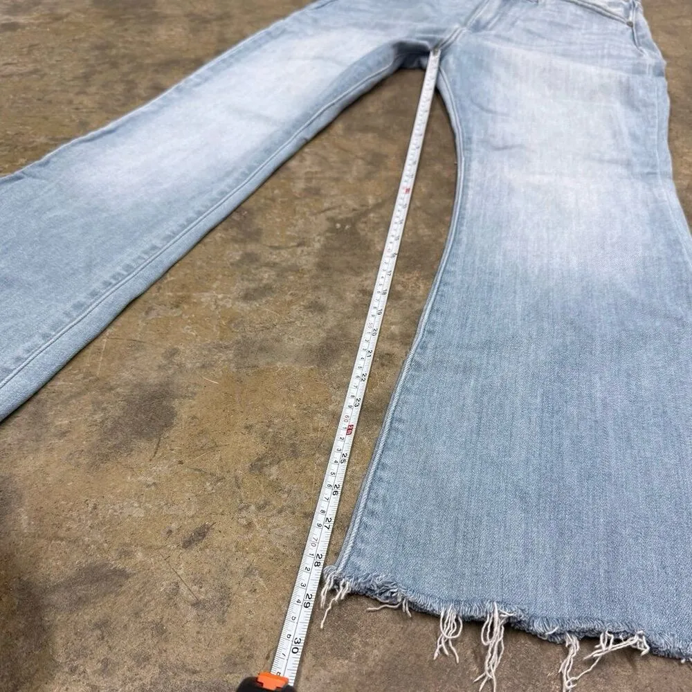 KanCan Flare Curvy High Rise Slit Frayed Hem Jean Blue Size 30 - Image 3