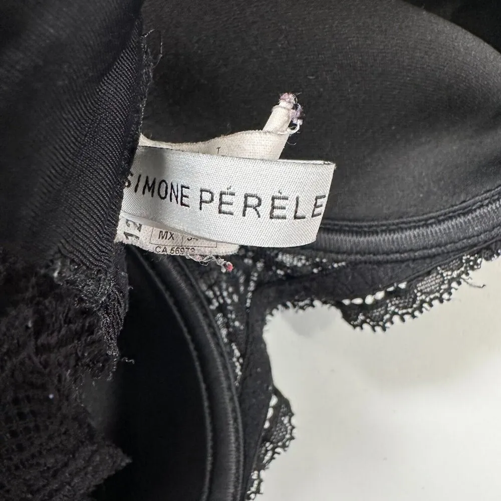 Simone Perele 34F Bra Underwired Black Smooth Floral Mesh Bow Adjustable Straps Size undefined - Image 13