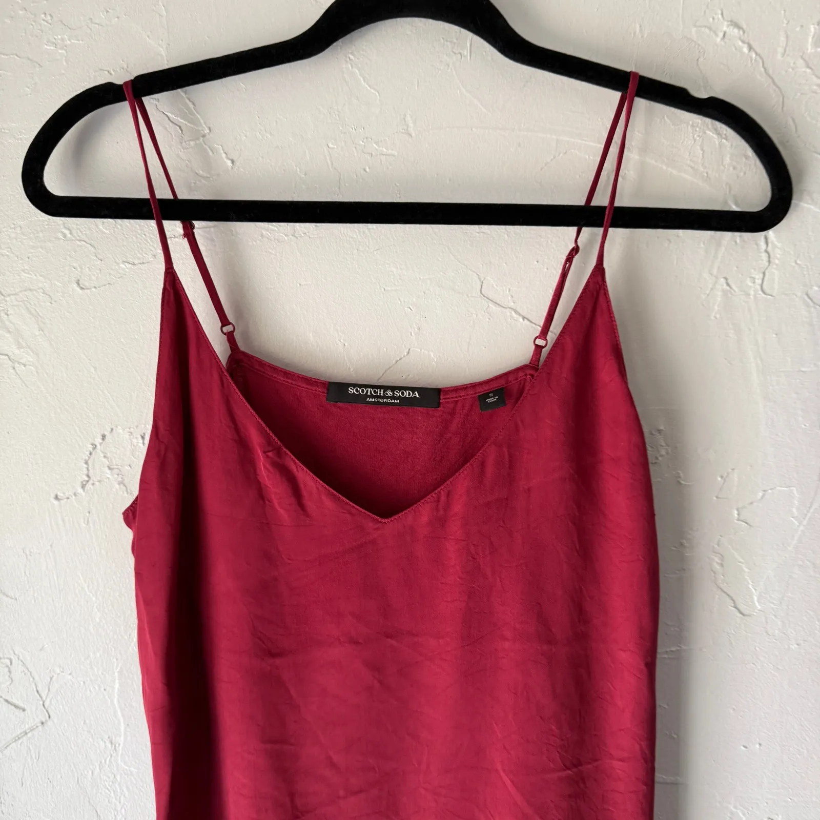 Scotch & Soda Red Cami Tank Top Small Viscose Modal Blend Adjustable Straps - Image 2