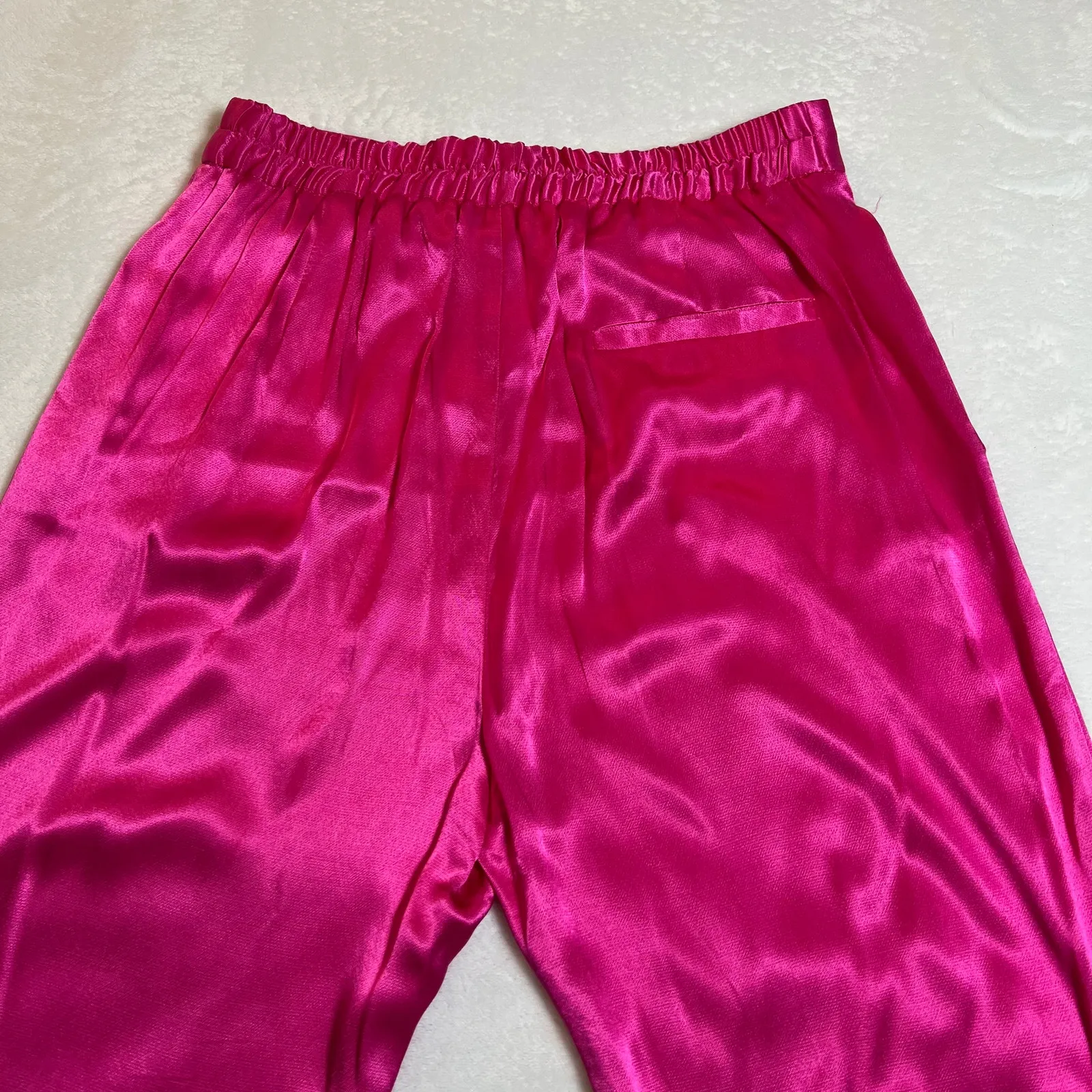 Zara High Rise Satin Wide Leg Trouser Pants Size S Preppy Maximalist Feminine - Image 9