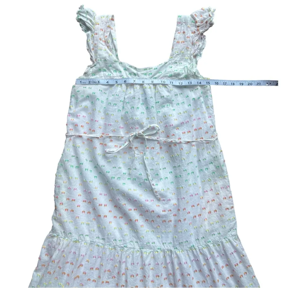 Draper James RSVP Rainbow Embroidered Flutter Sleeve Sun Dress XS White - Image 4