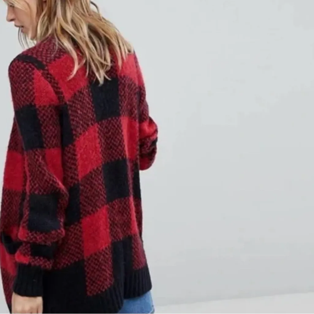 Hollister Slouchy No-Close Cardigan Comfy Cloud Y2K Buffalo Plaid Layering A&F - Image 2