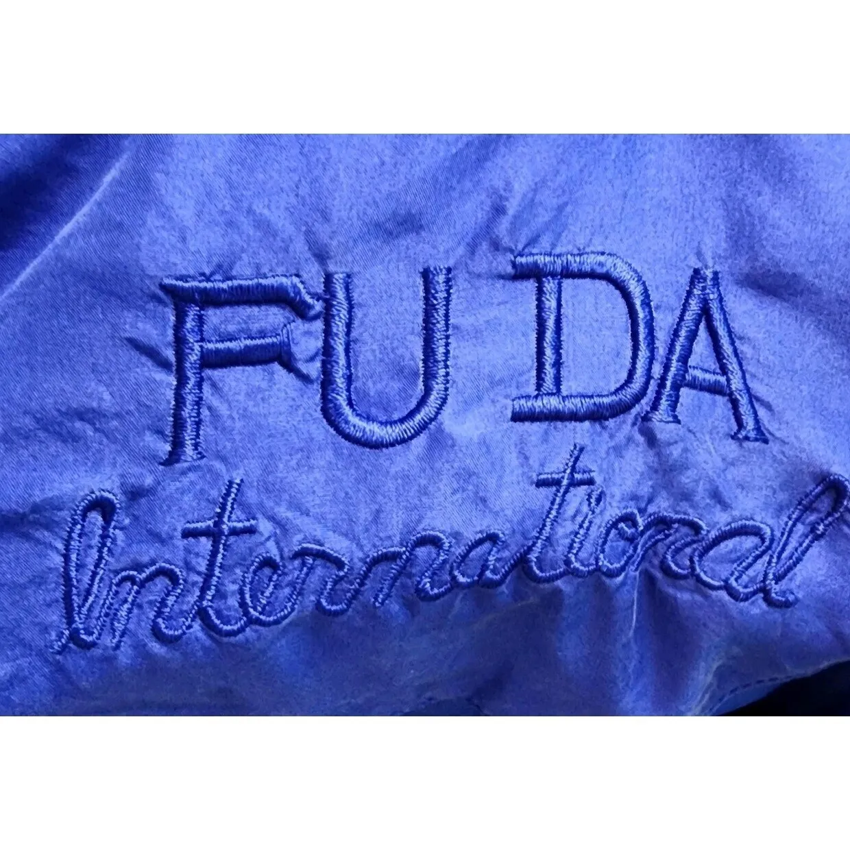 FUDA International Silk‎ Bomber Jacket Abstract Print Full Zip L Blue Size L - Image 3