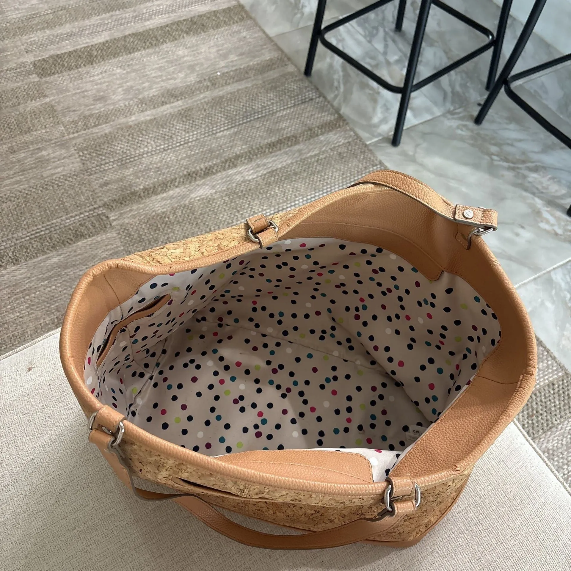 Thirty One Jewell Brown Cork Setter Tote Bag XLarge Purse Diaper Bag - Image 3