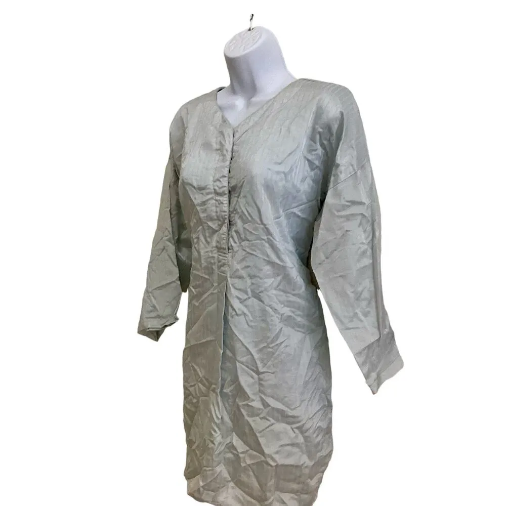 Kathryn Satin Button Up Pajama Shirt Blue Size M - Image 2