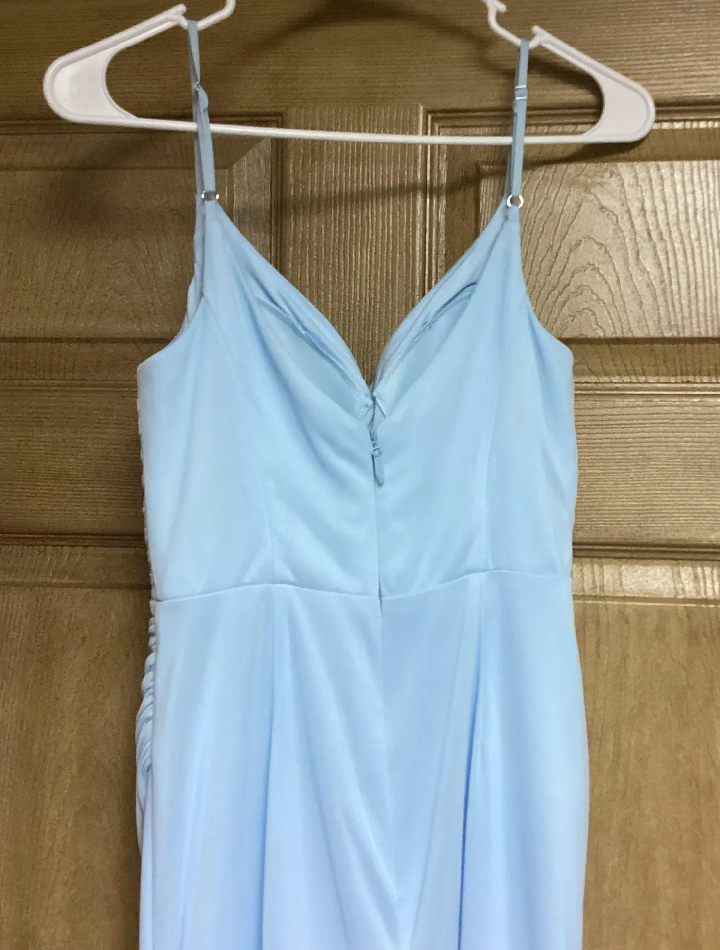 Deandra Sky Blue Chiffon Spaghetti Strap Cowl Neck Formal Dress Size 2 - Image 5