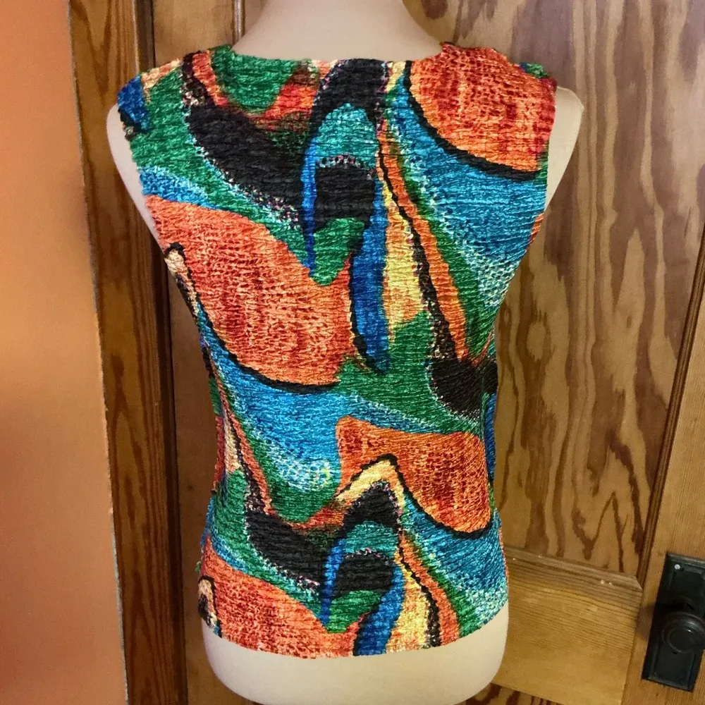 Vtg colorful geometric popcorn summer top - Image 6