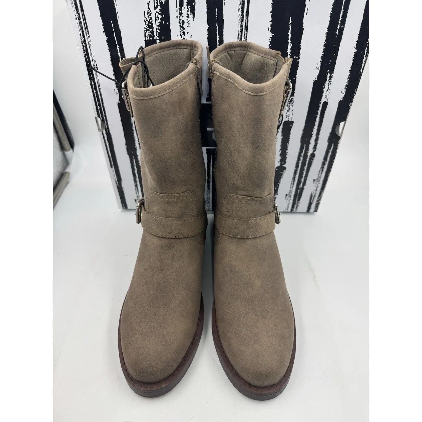 Dv By Dolce Vita Women Side Zip Buckle Moto Bike Boot Dark Taupe Size 8 - Image 3